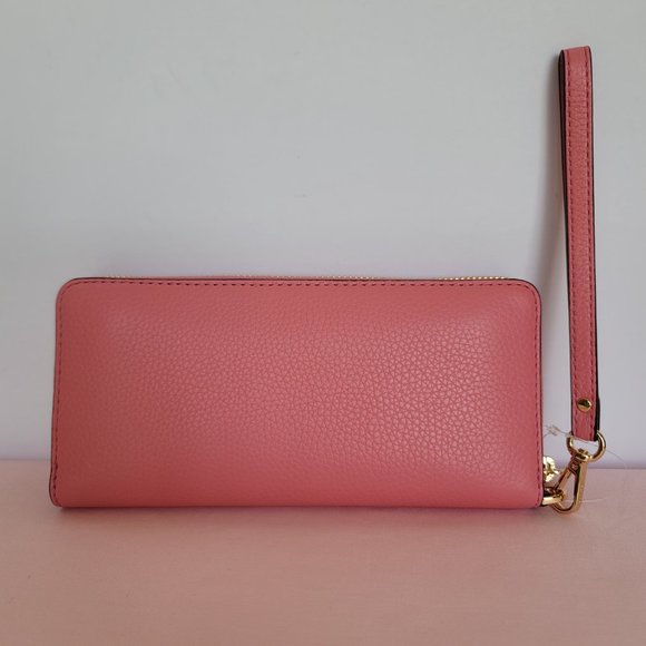 MICHAEL KORS Jet Set Travel Continental Pebbled Leather Wallet-Tea Rose⭐ - Picture 7 of 16